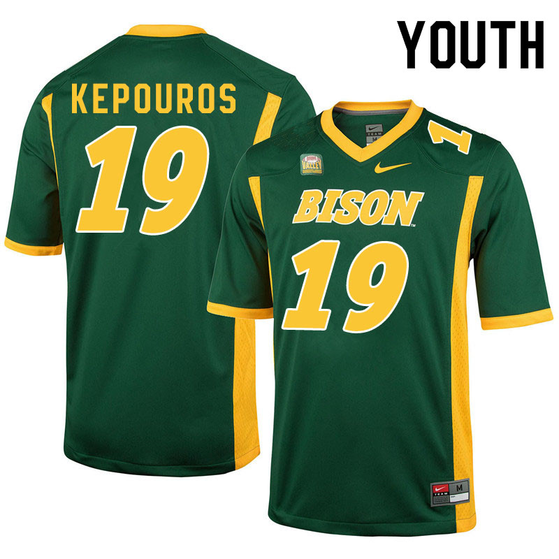 Youth #19 Jimmy Kepouros North Dakota State Bison College Football Jerseys Sale-Green